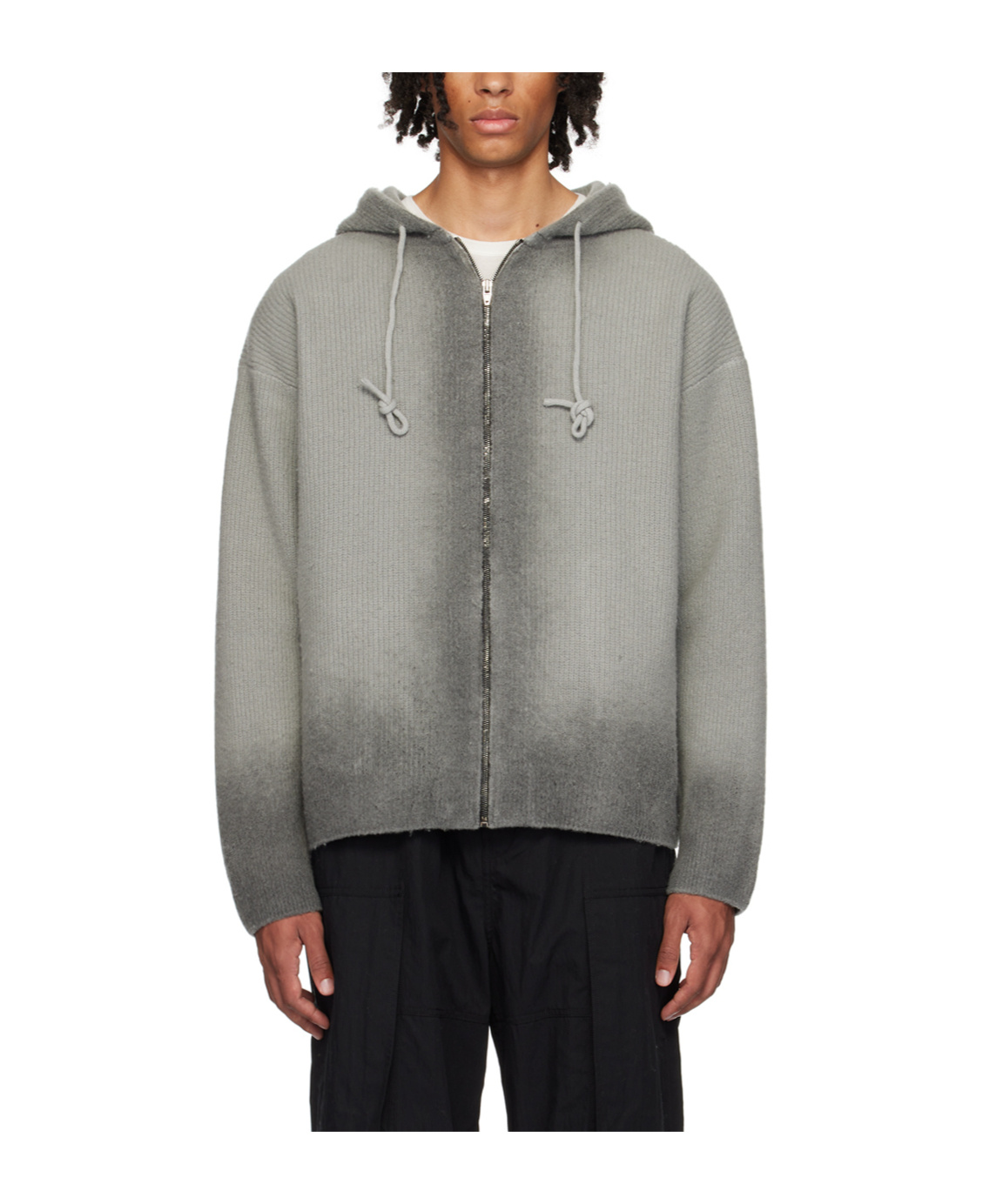 Juunj Gradient Zipper Sweater In Gray
