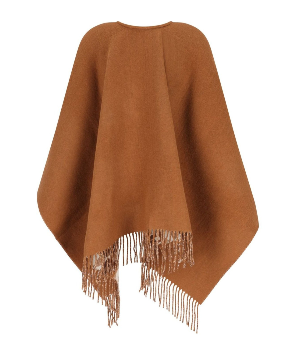 Fendi Ff Jacquard Fringed-edge Cape In Brown