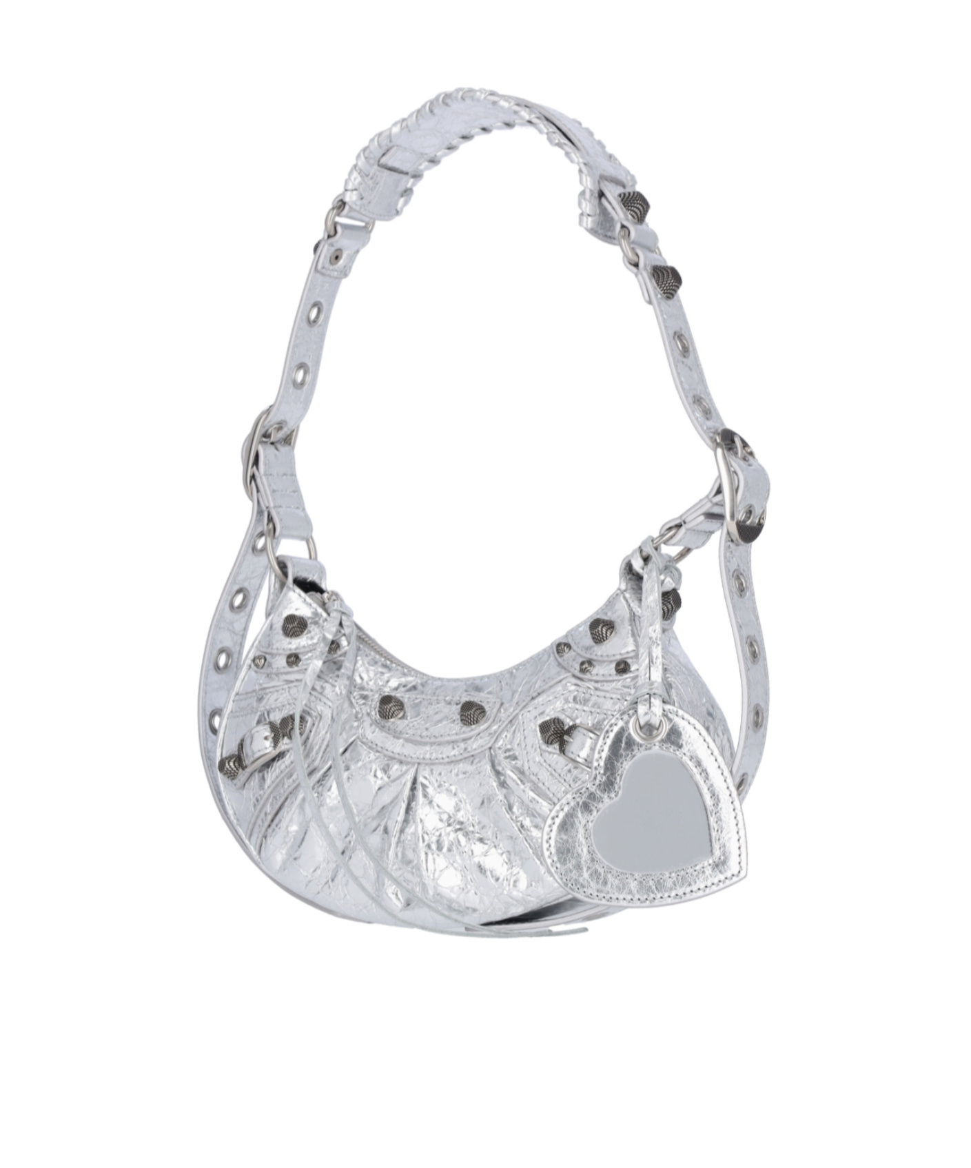 Balenciaga Green Leather Shoulder Handbag With Magnetic Closure And Metal Details In White