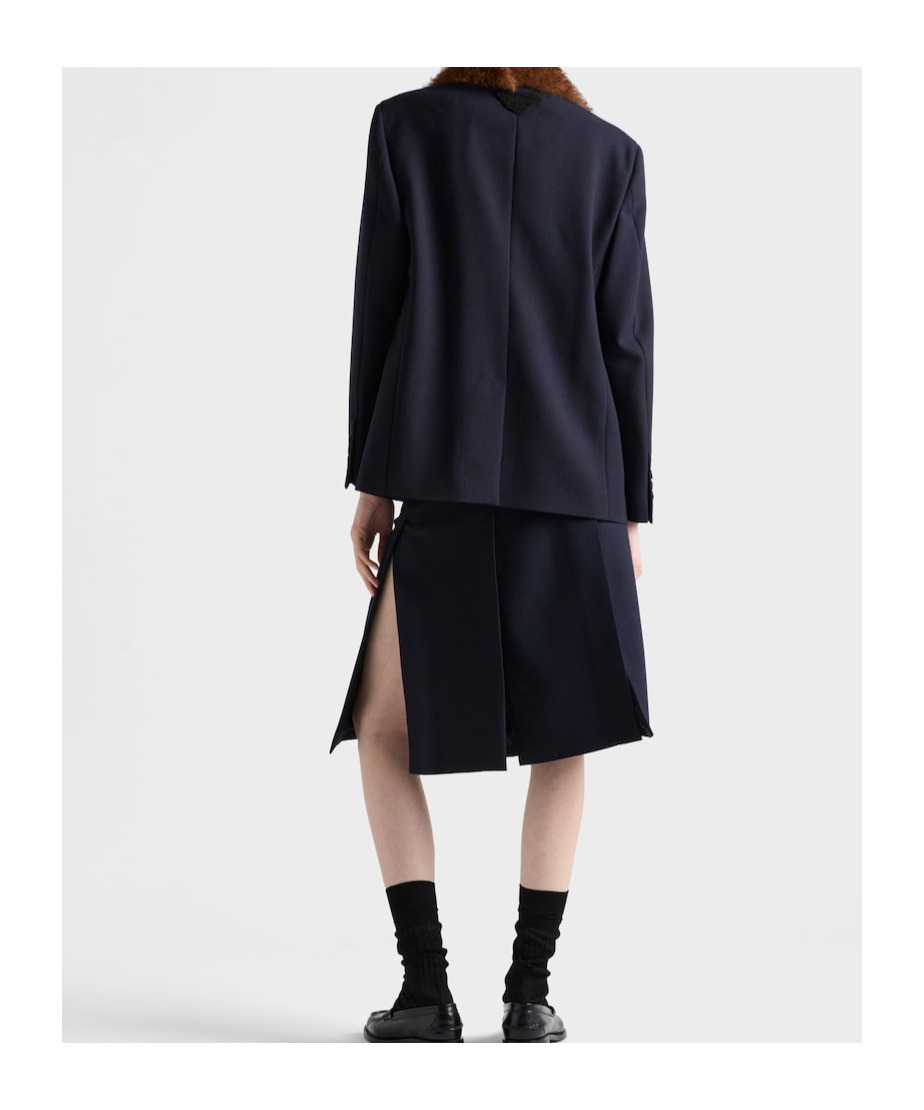 Prada Single-breasted Rush Stitch Jacket In Blue