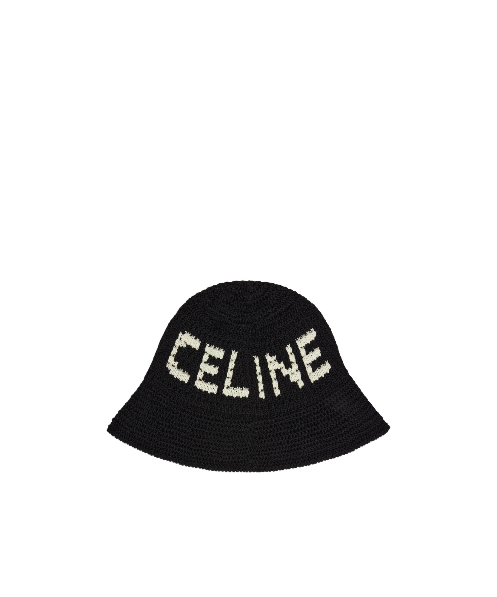 Celine Logo Crochet Hat In Black