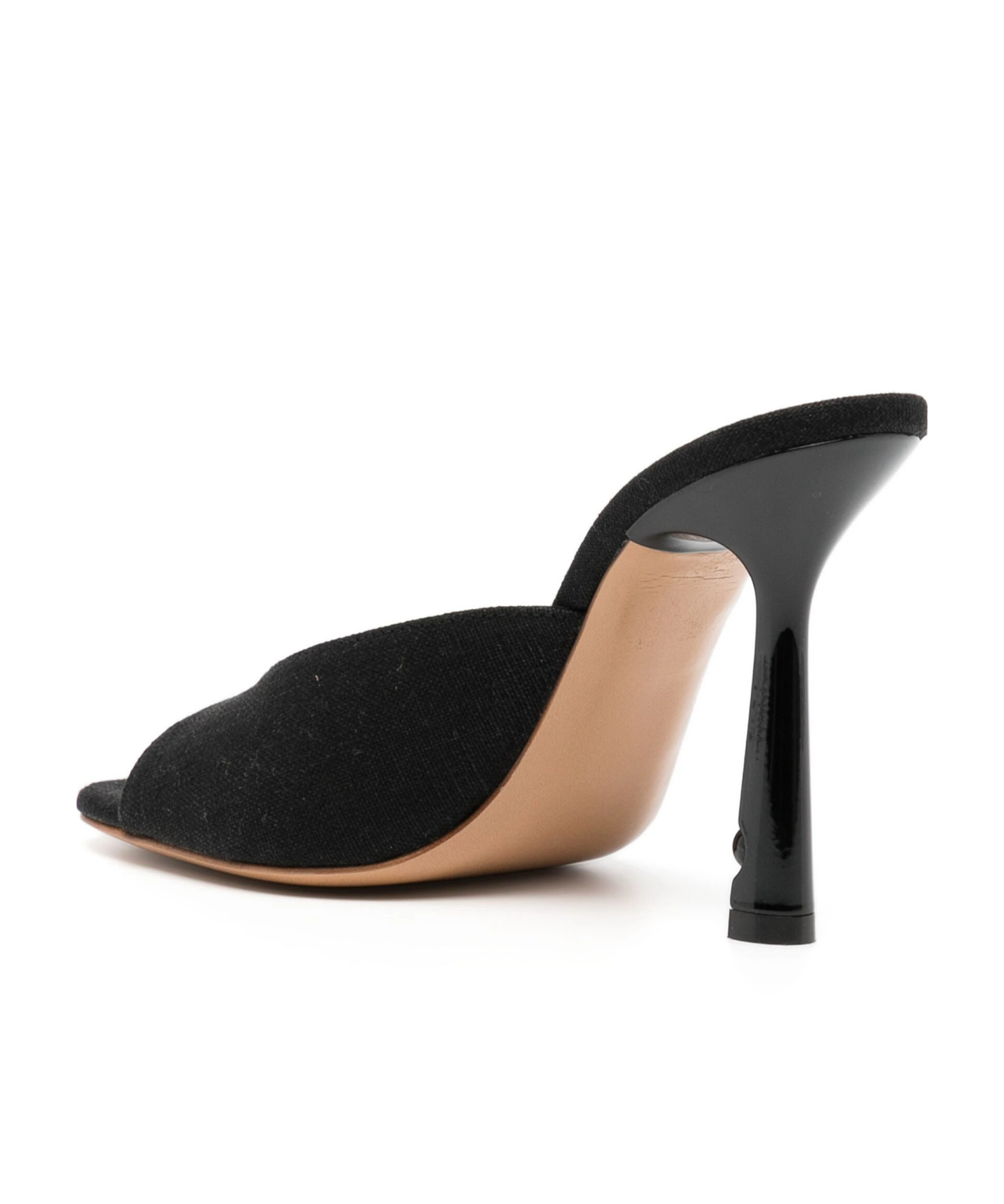 Off-white Pointed Linen Blend Lollipop Mules Heel 11 Cm In Black