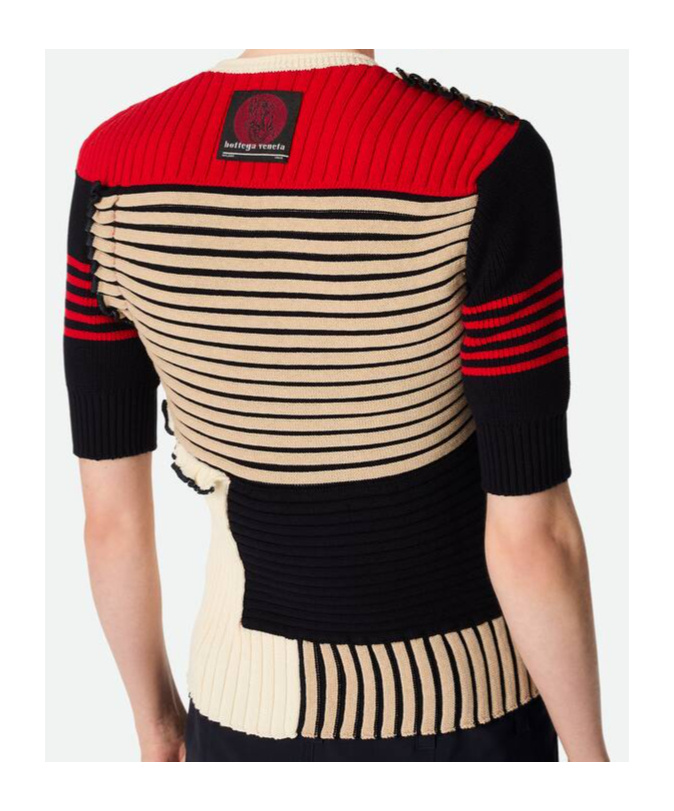 Bottega Veneta Round-neck Splicing Top In Black
