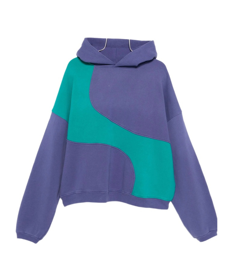 Erl Color Block Hoodie Sweatshirt In Blue
