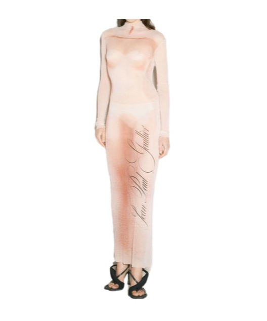 JEAN PAUL GAULTIER JEAN PAUL GAULTIER LE CLASSIQUE TURTLENECK MESH LONG DRESS