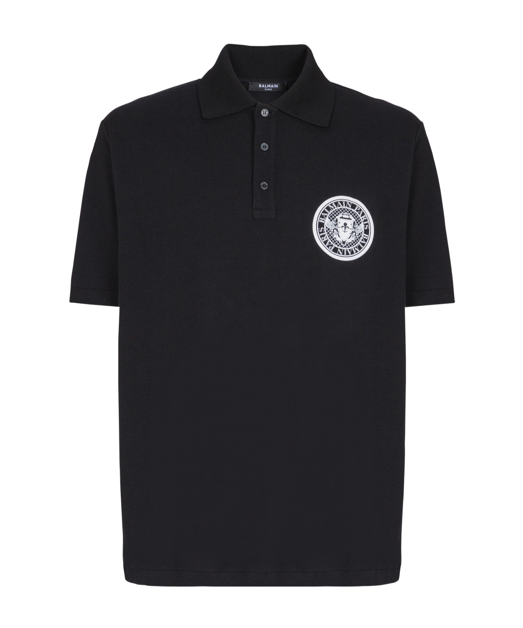 Balmain 'coin' Polo Shirt With Polo Collar In Black