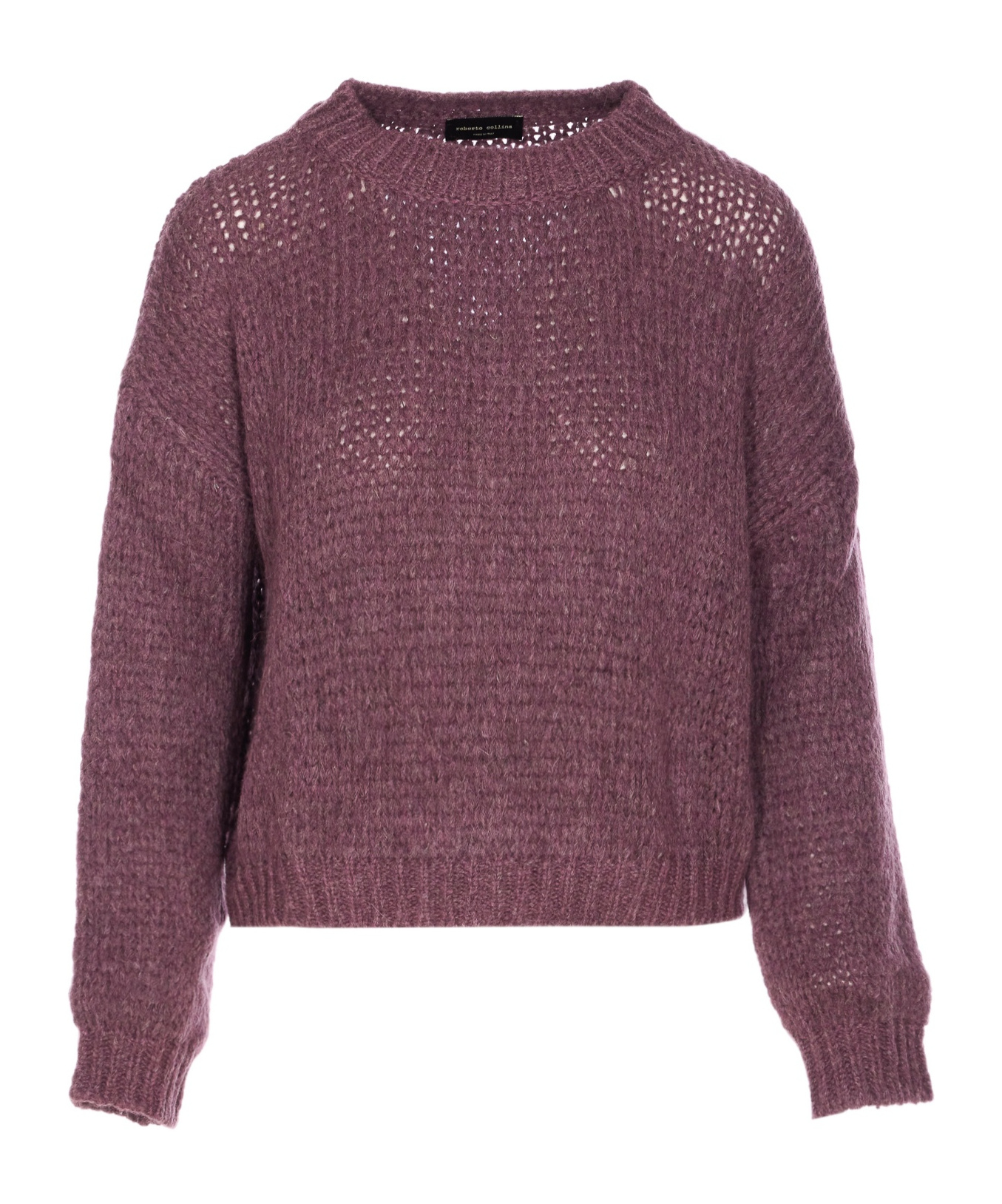 Roberto Collina Crew Neck Long Sleeves Textured Knit In Purple
