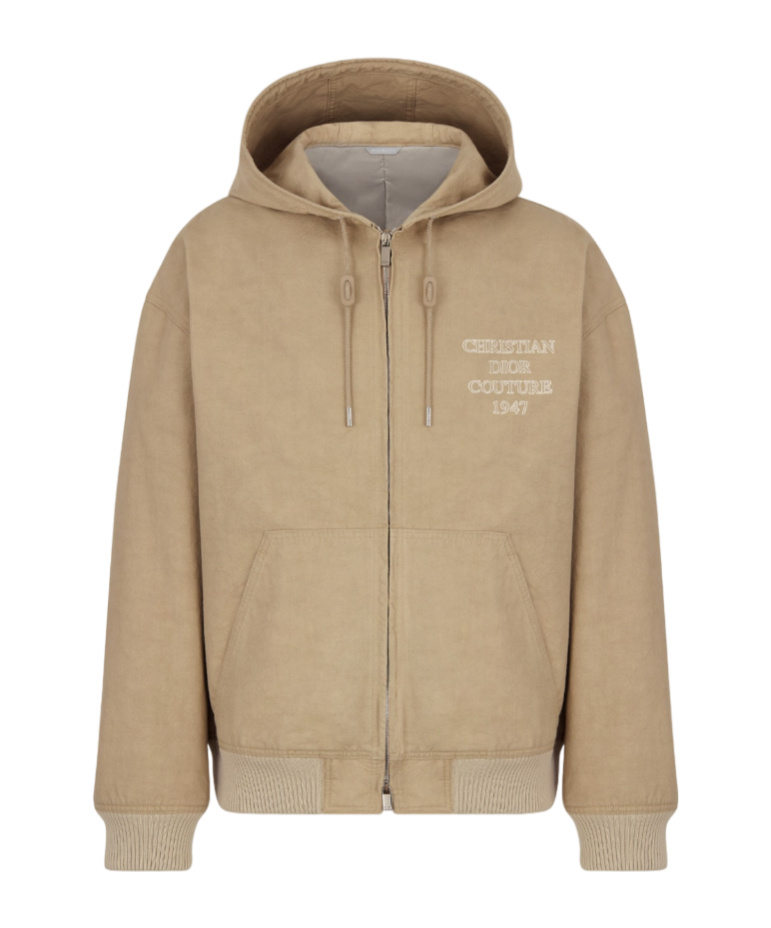 Dior Logo Zipper Casual Jacket In Nude