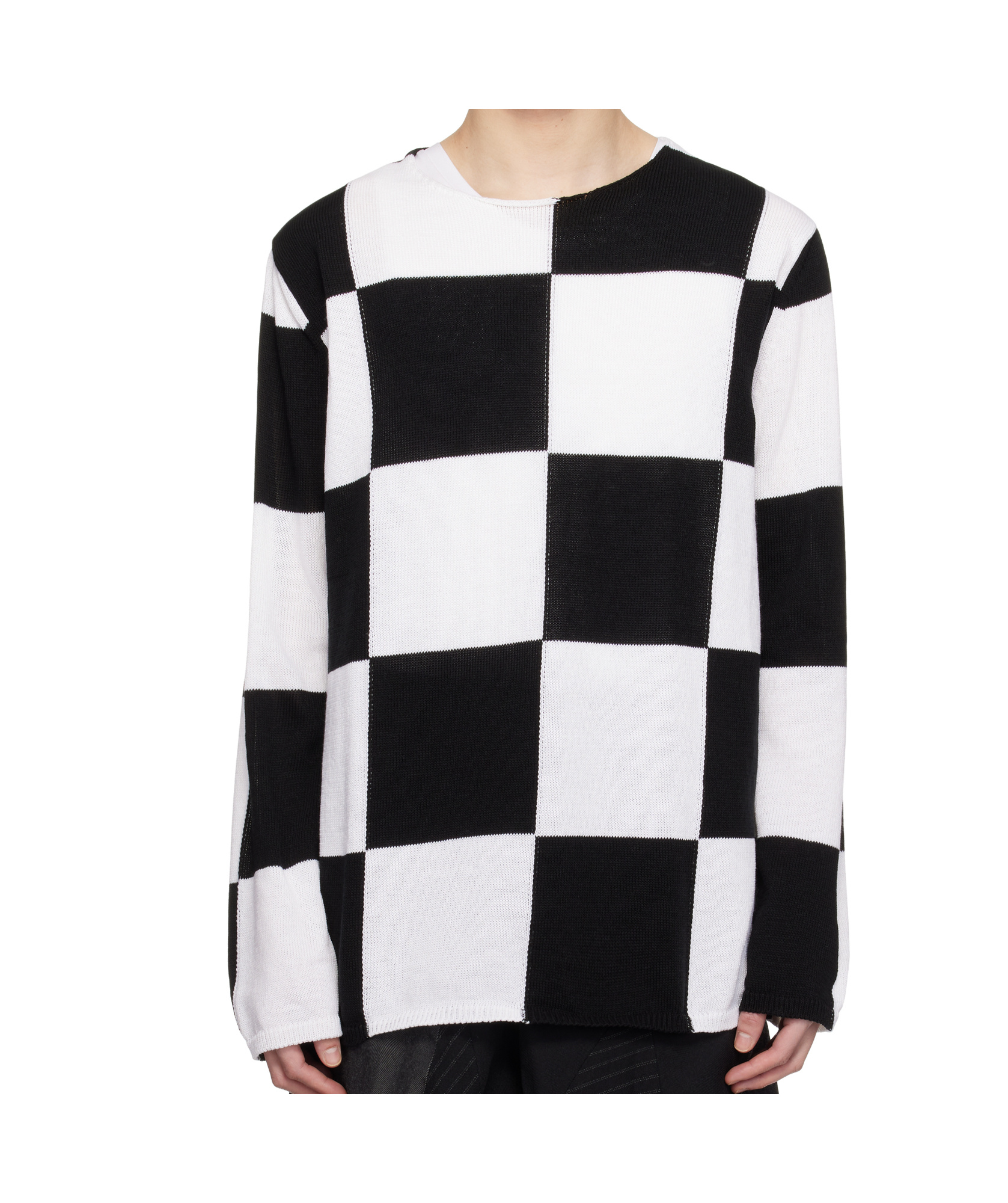 Comme Des Garçons Checkered Pattern Intarsia Knit Sweater