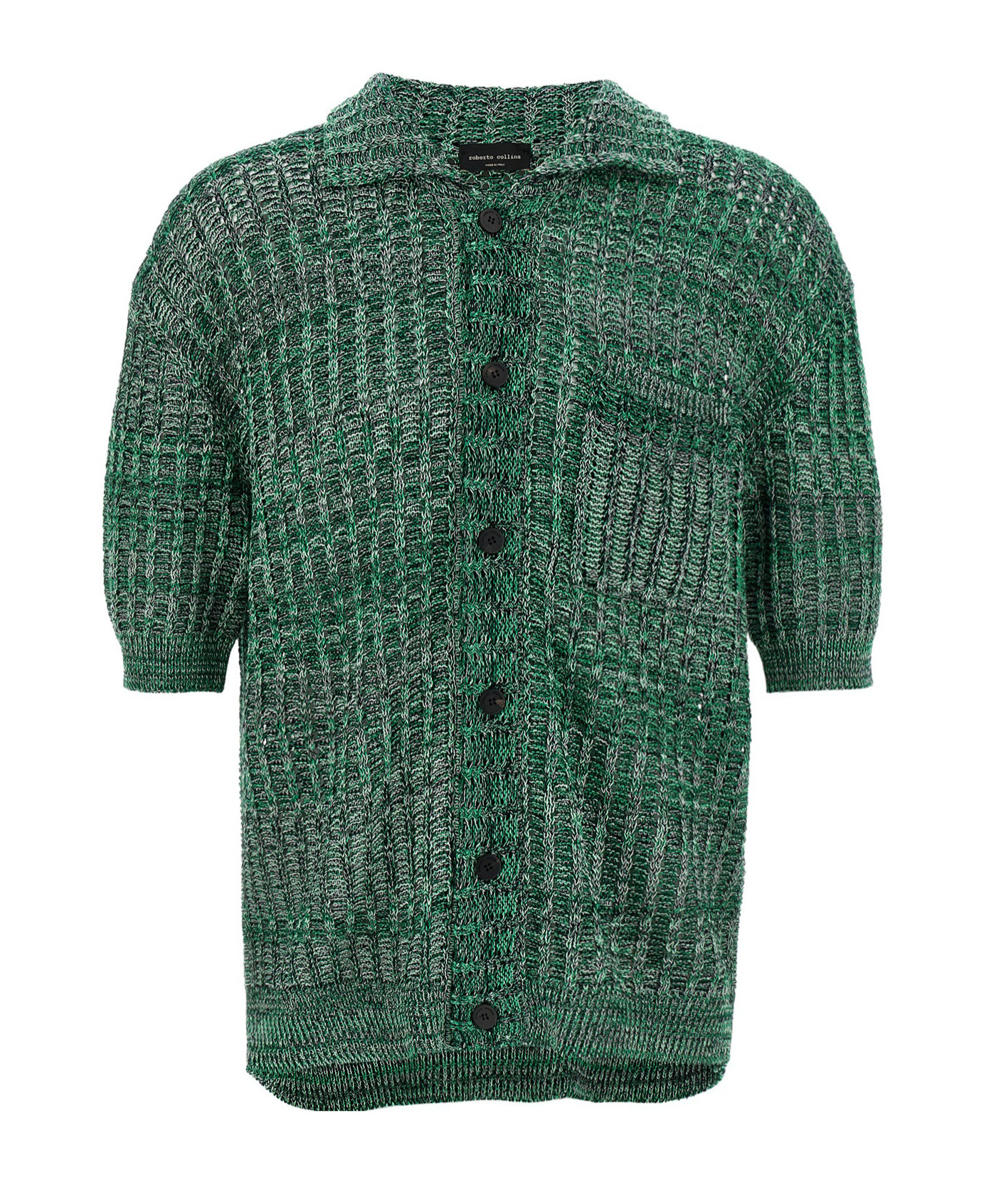 Roberto Collina Polo Shirt Textured Front Pocket In Green