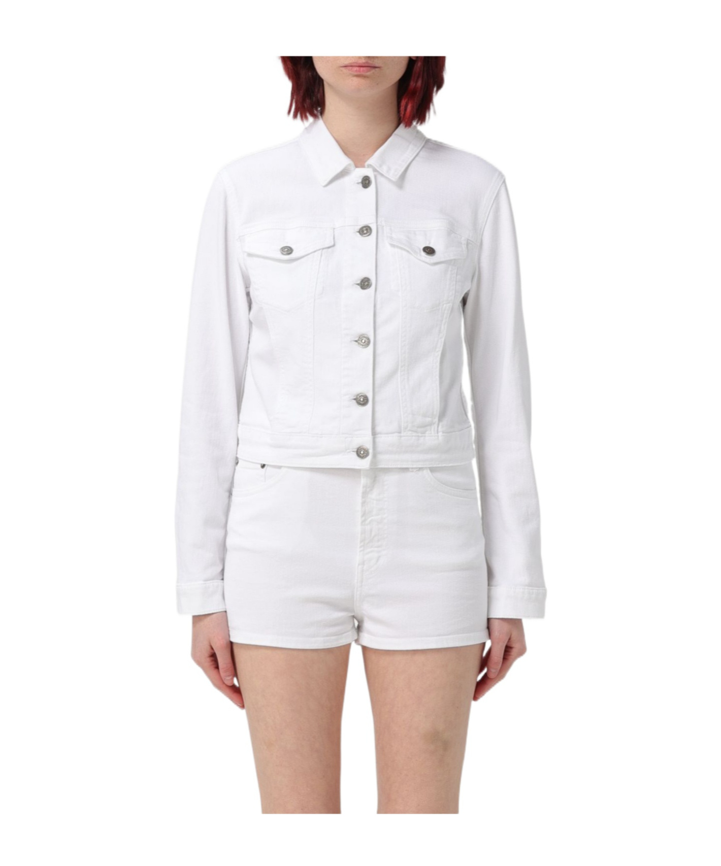 Dondup White Denim Cropped Jacket In White