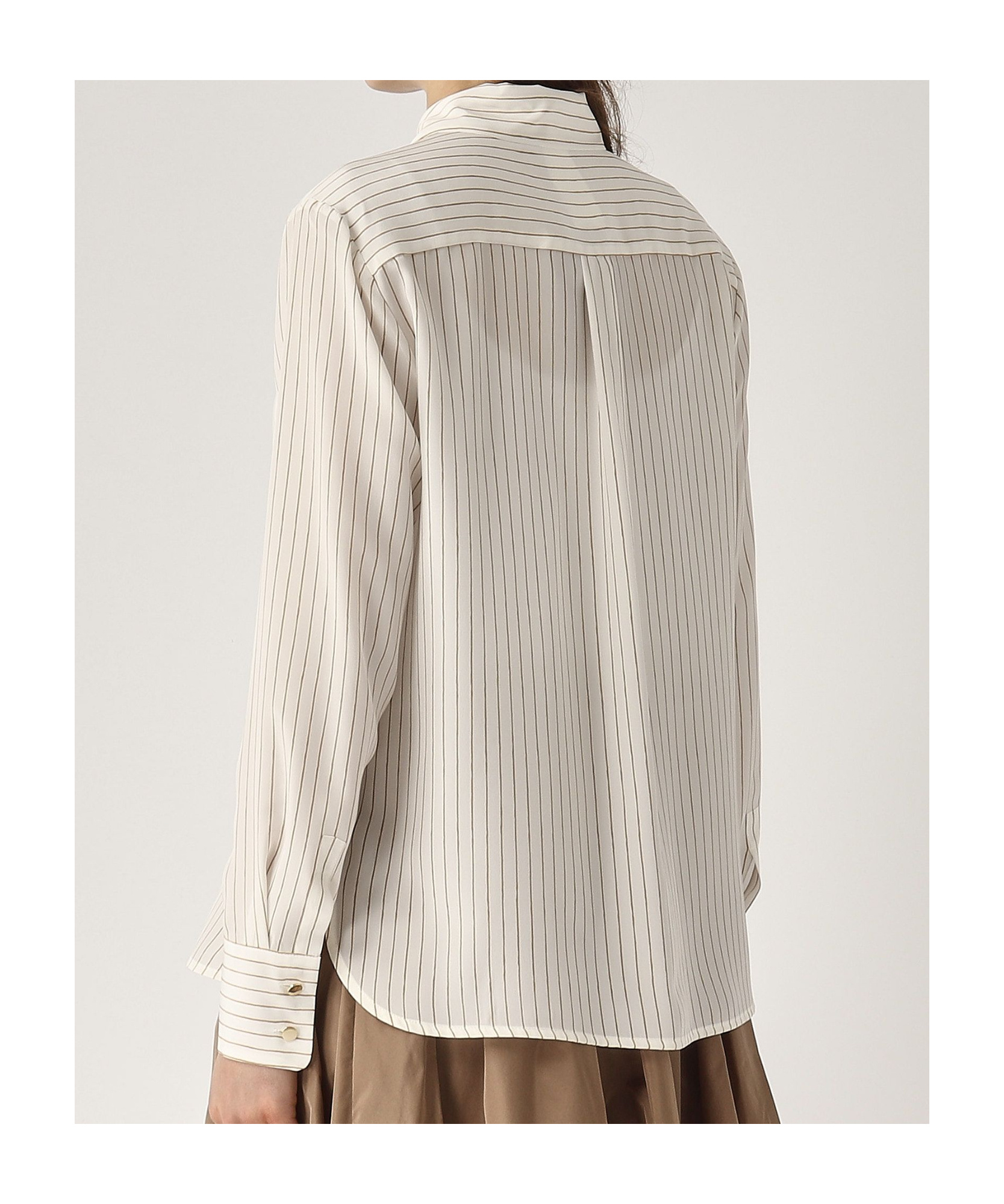 Max Mara Gong Shirt With Leather Stripe In White