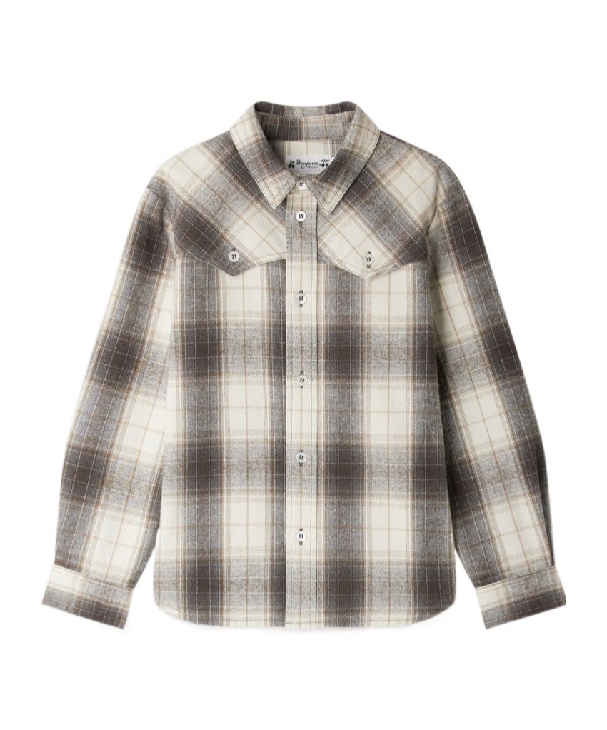 Bonpoint Jared Checked Yoke Shirt In Neutral
