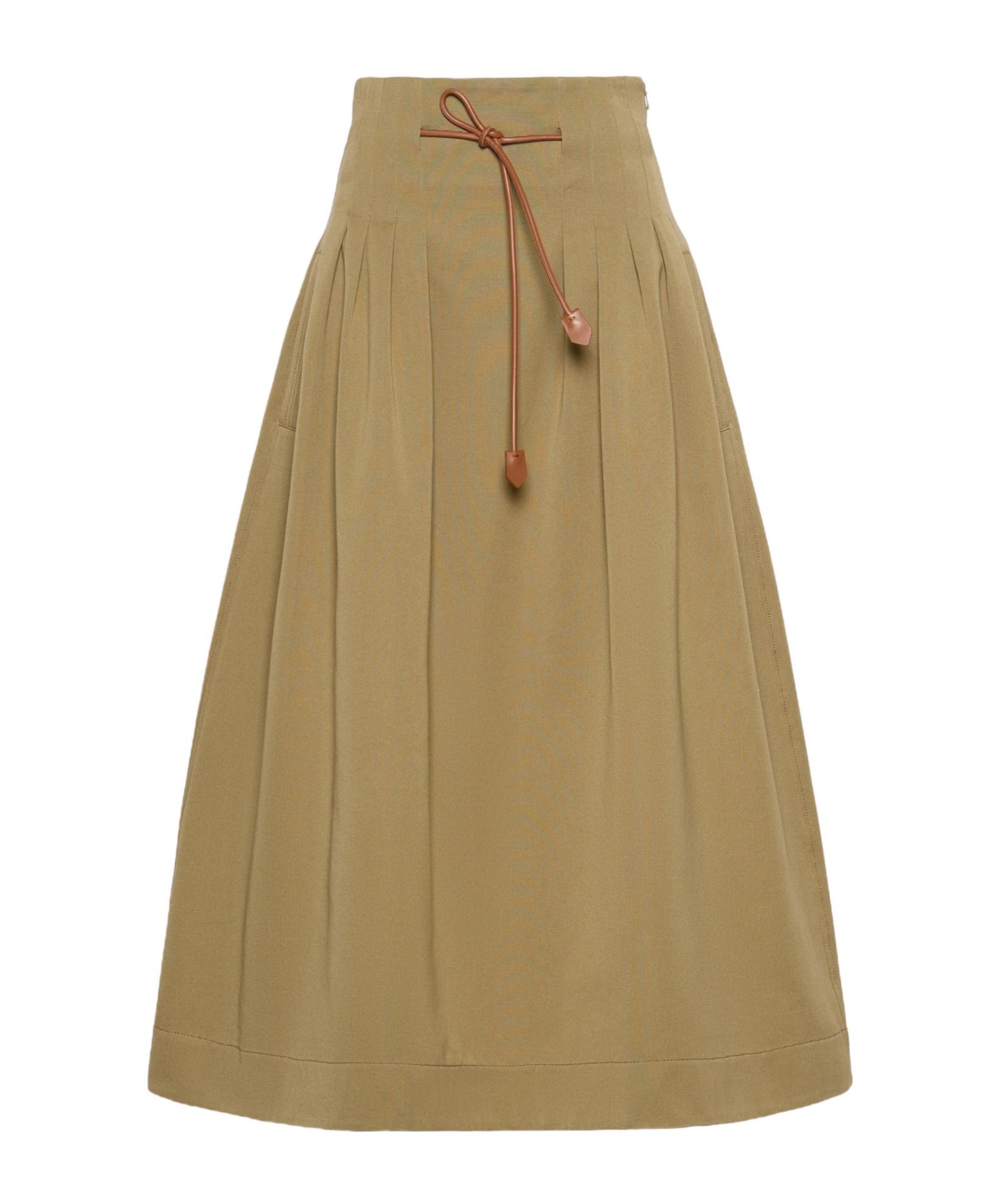 Max Mara Pleated Cotton Ottoman Skirt In Brown