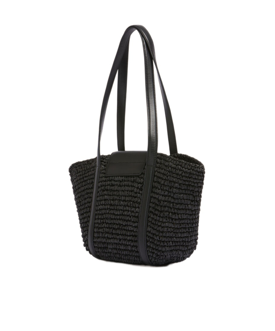 Shop Marni Small Black Raffia-effect Trunkaroo Beach Bag