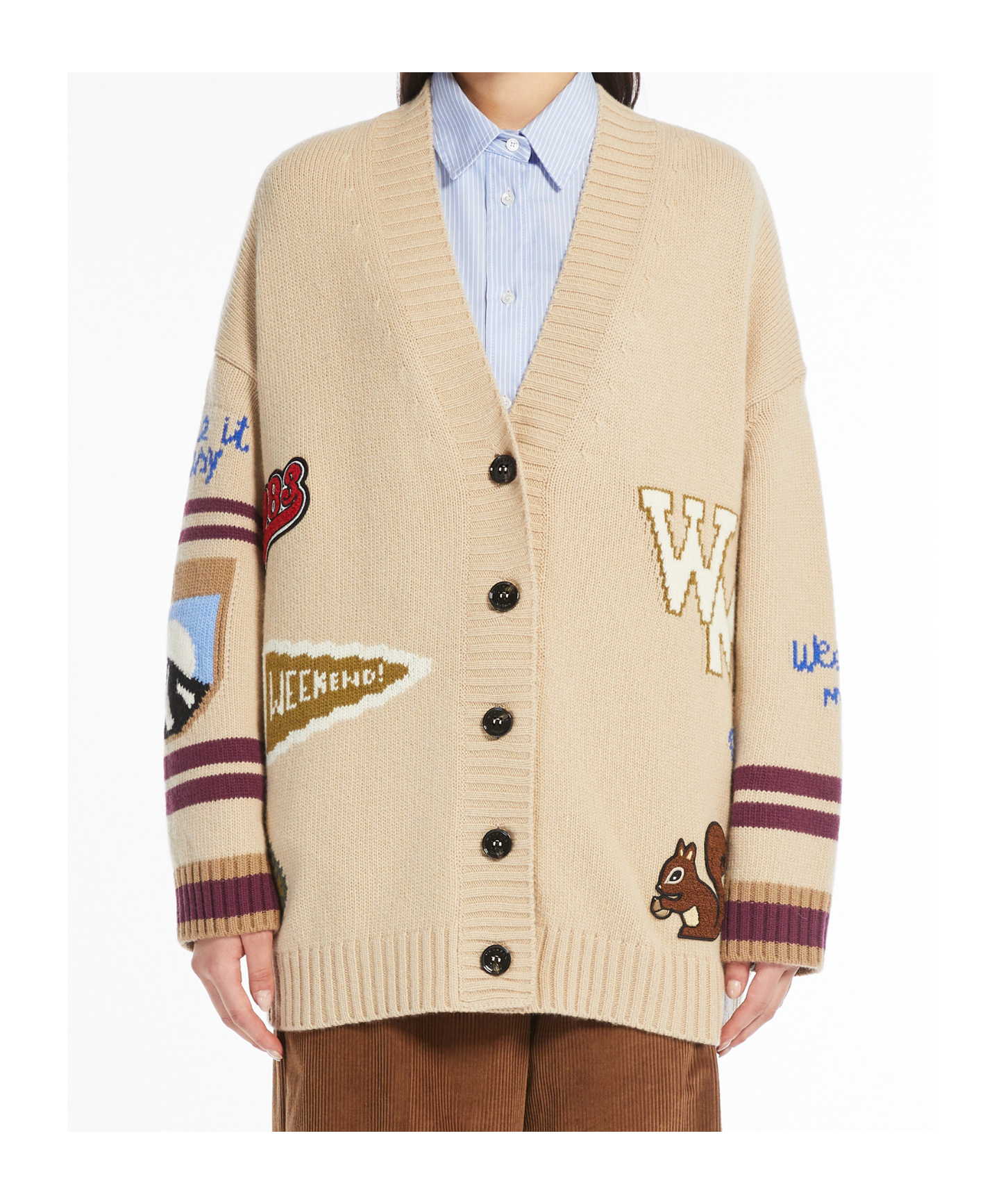 Weekend Max Mara Long-sleeved Cardigan In Nude