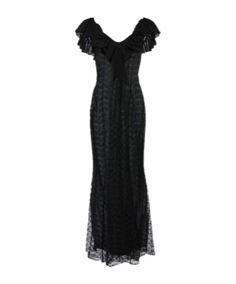 Alessandra Rich Bow-tie Lace Dress In Black