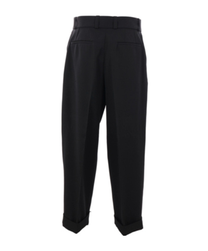 Jil Sander Men Black Wool Gabardine Belted Trousers In Black
