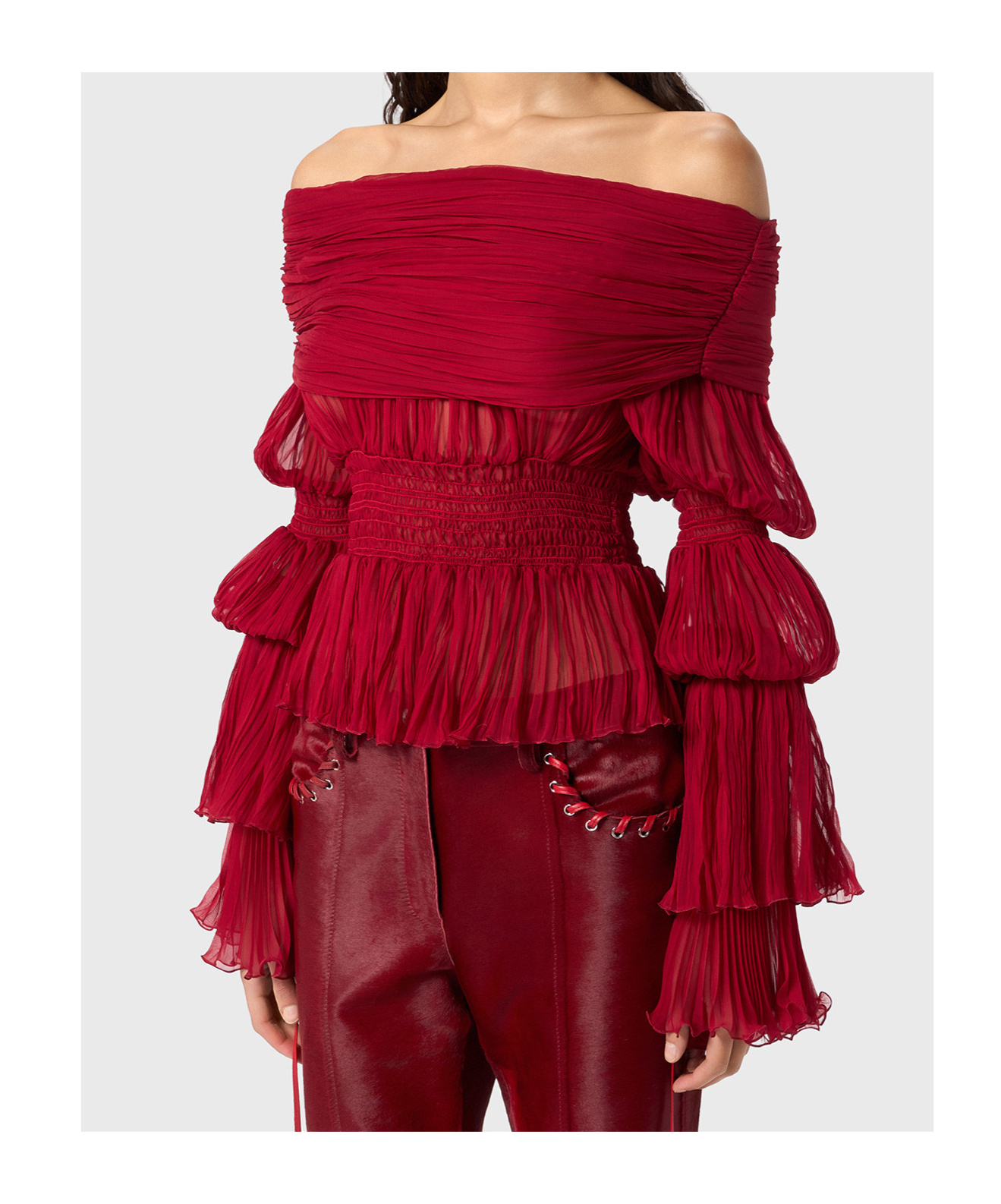 Blumarine Pleated Top In Red