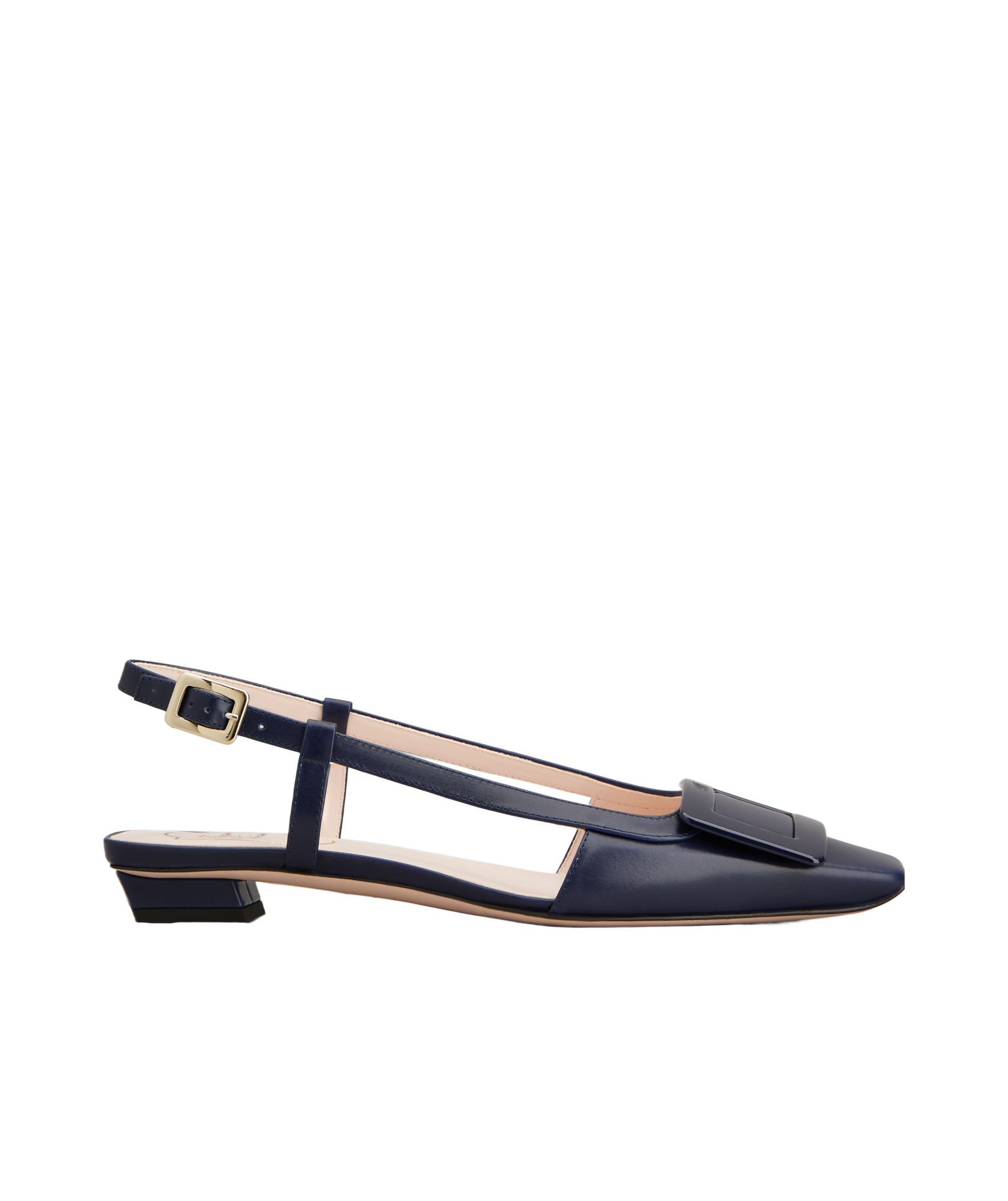 Roger Vivier Belle Vivier Leather Buckle Kitten-heel Slingback Pumps