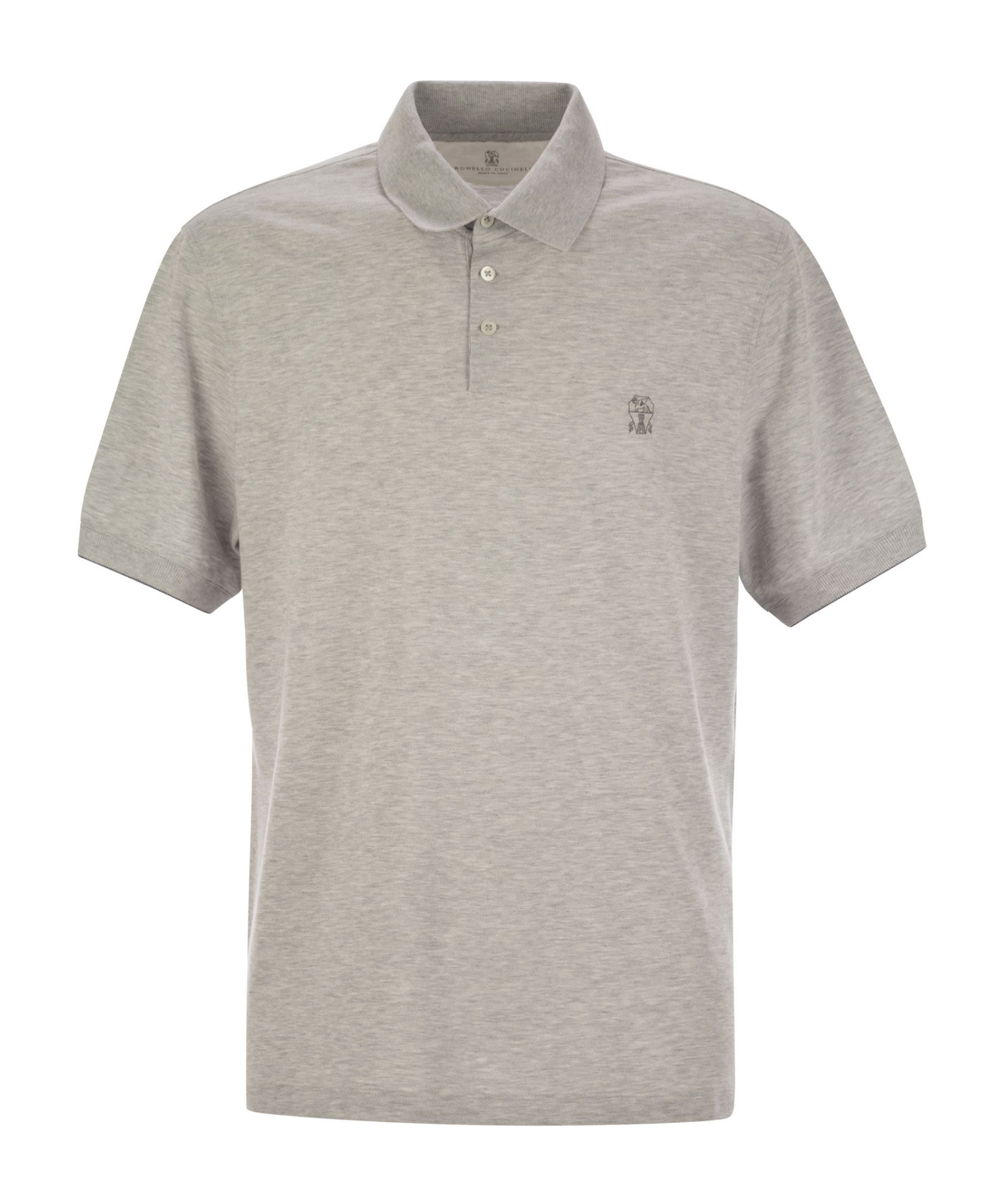 Brunello Cucinelli Cotton Polo Shirt With Printed Logo In Gray