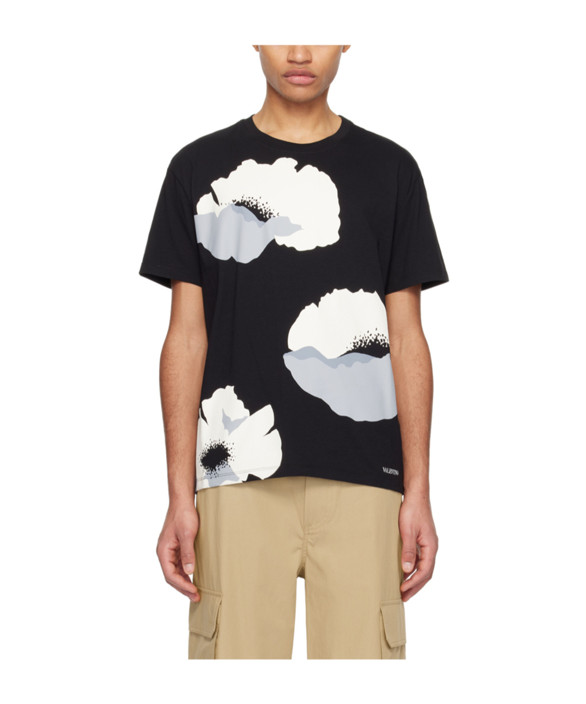 Valentino Flower Portrait-print Crewneck T-shirt In Multicolor