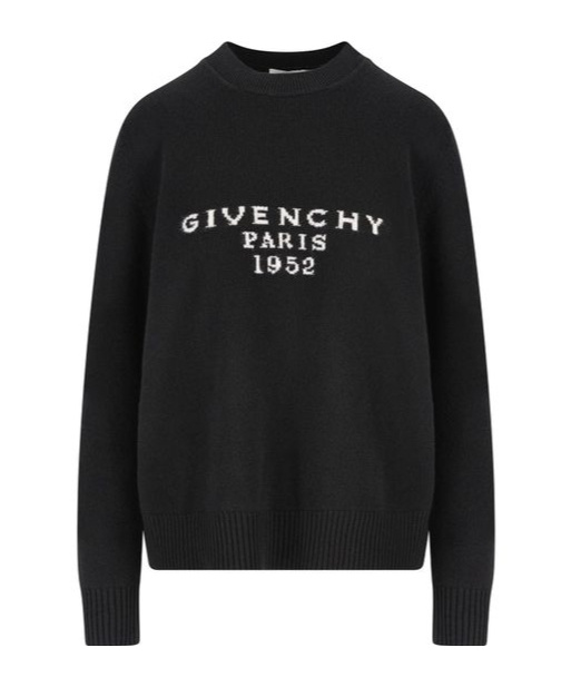Givenchy Wool Blend Crew Neck Sweater With Ribbed Cuffs And Hem In Black