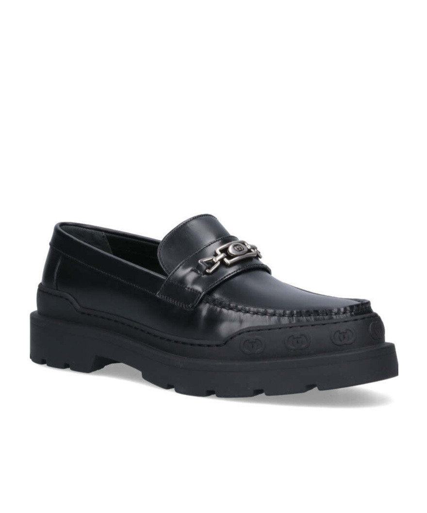 Gucci Interlocking G Leather Loafers In Black