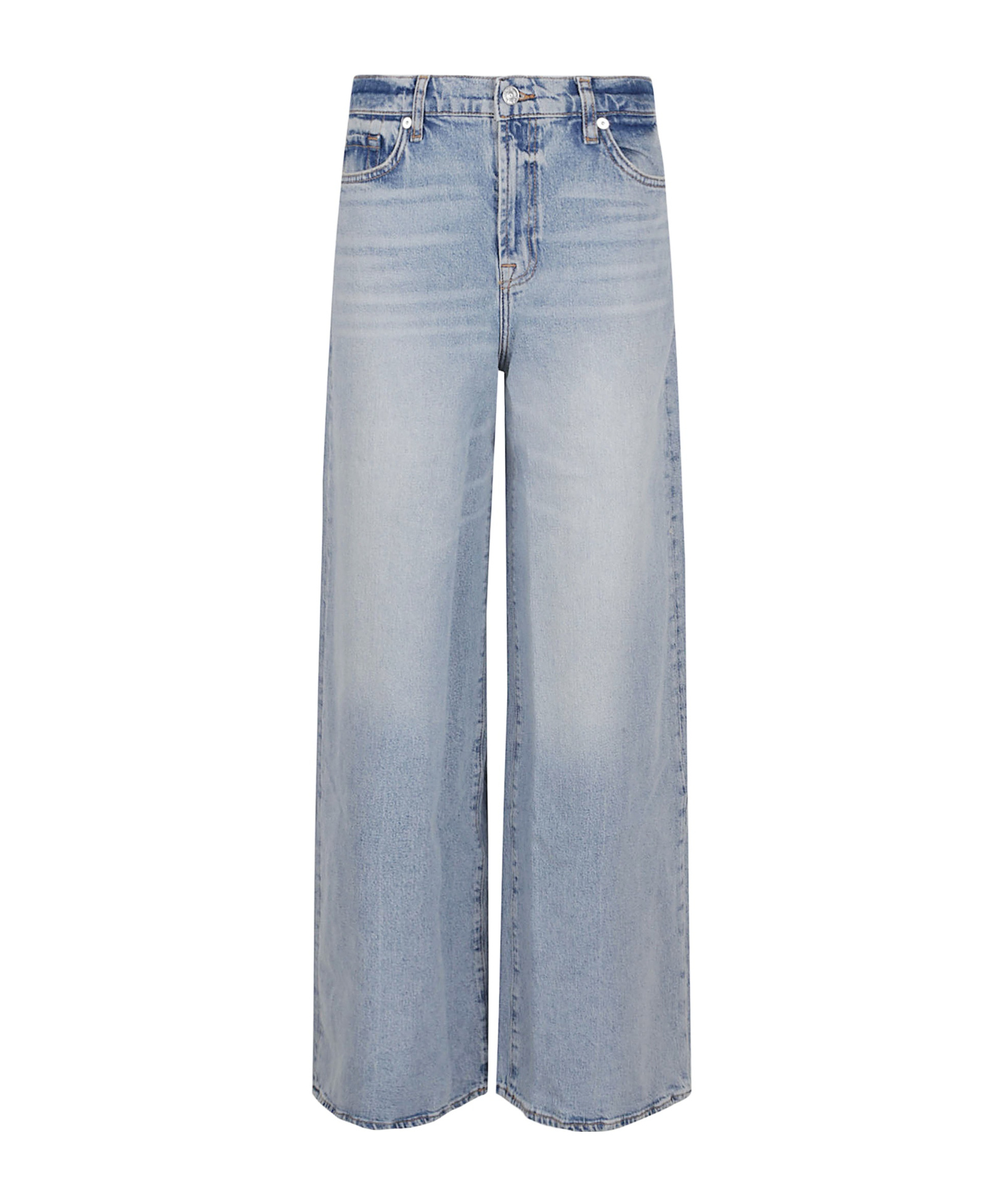 7 For All Mankind Marie Wide Leg Trousers With Bold Cuffs In Blue
