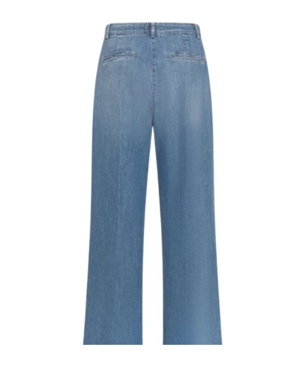 Seventy Long Double Pleated Trousers In Light Denim