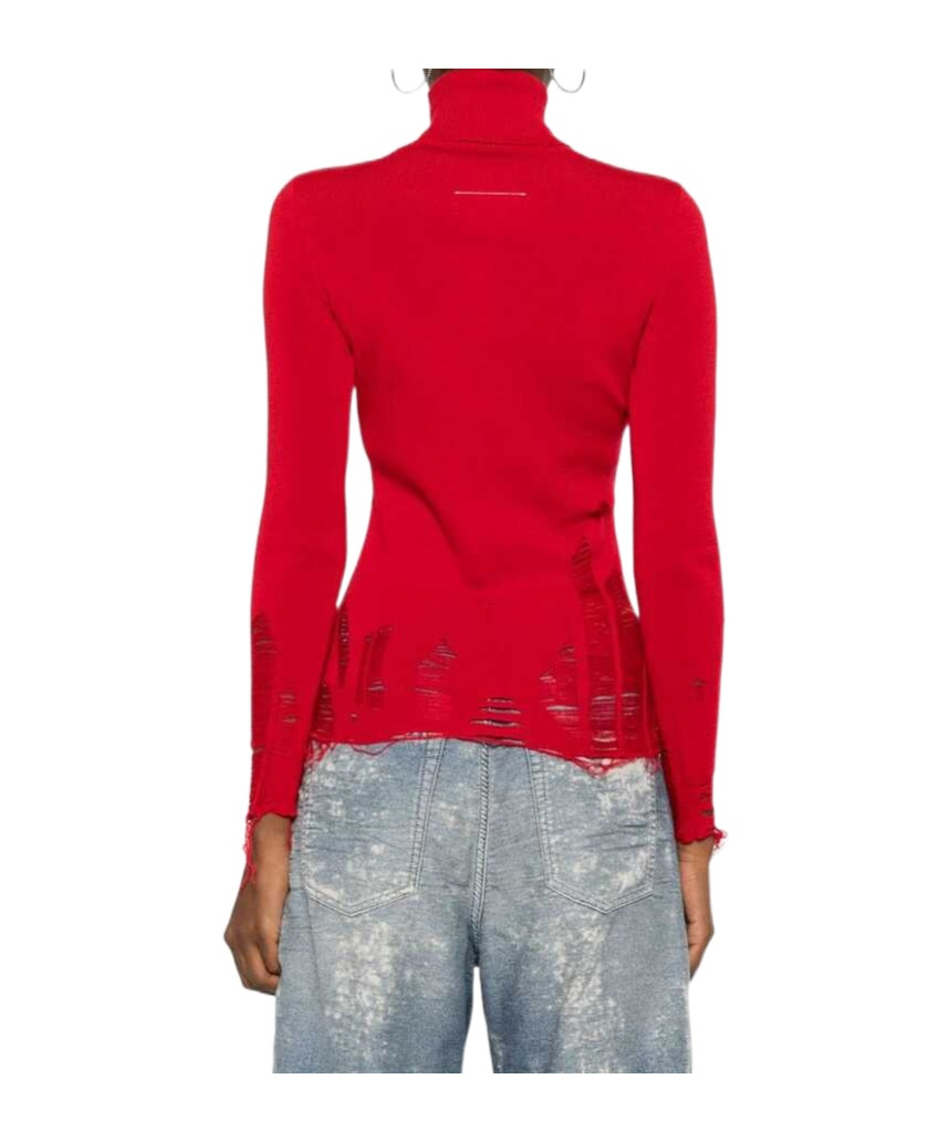 Mm6 Maison Margiela Red Wool And Acrylic Sweater In Red