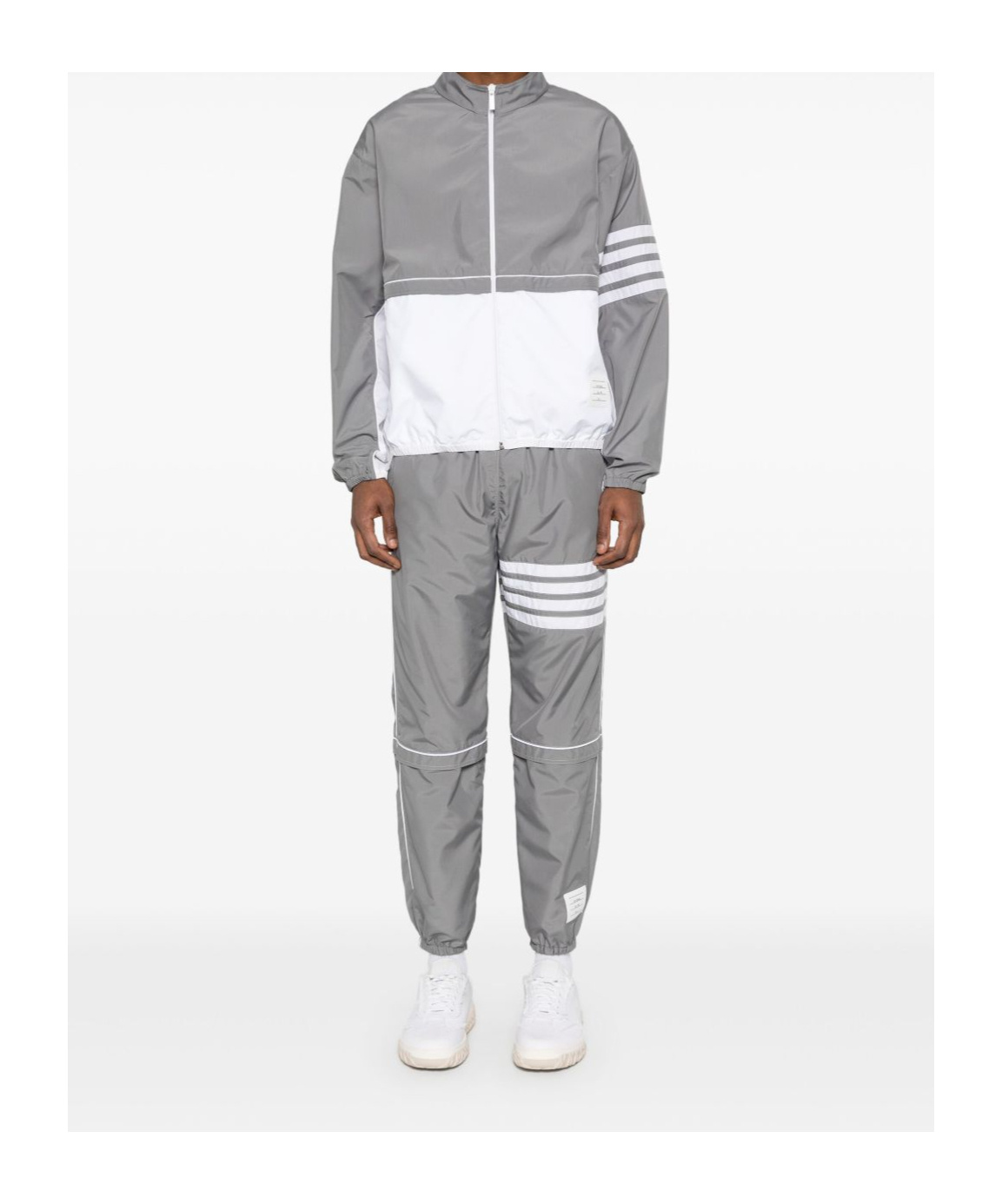 Thom Browne Mid Rise Ripstop Track Pants In Gray
