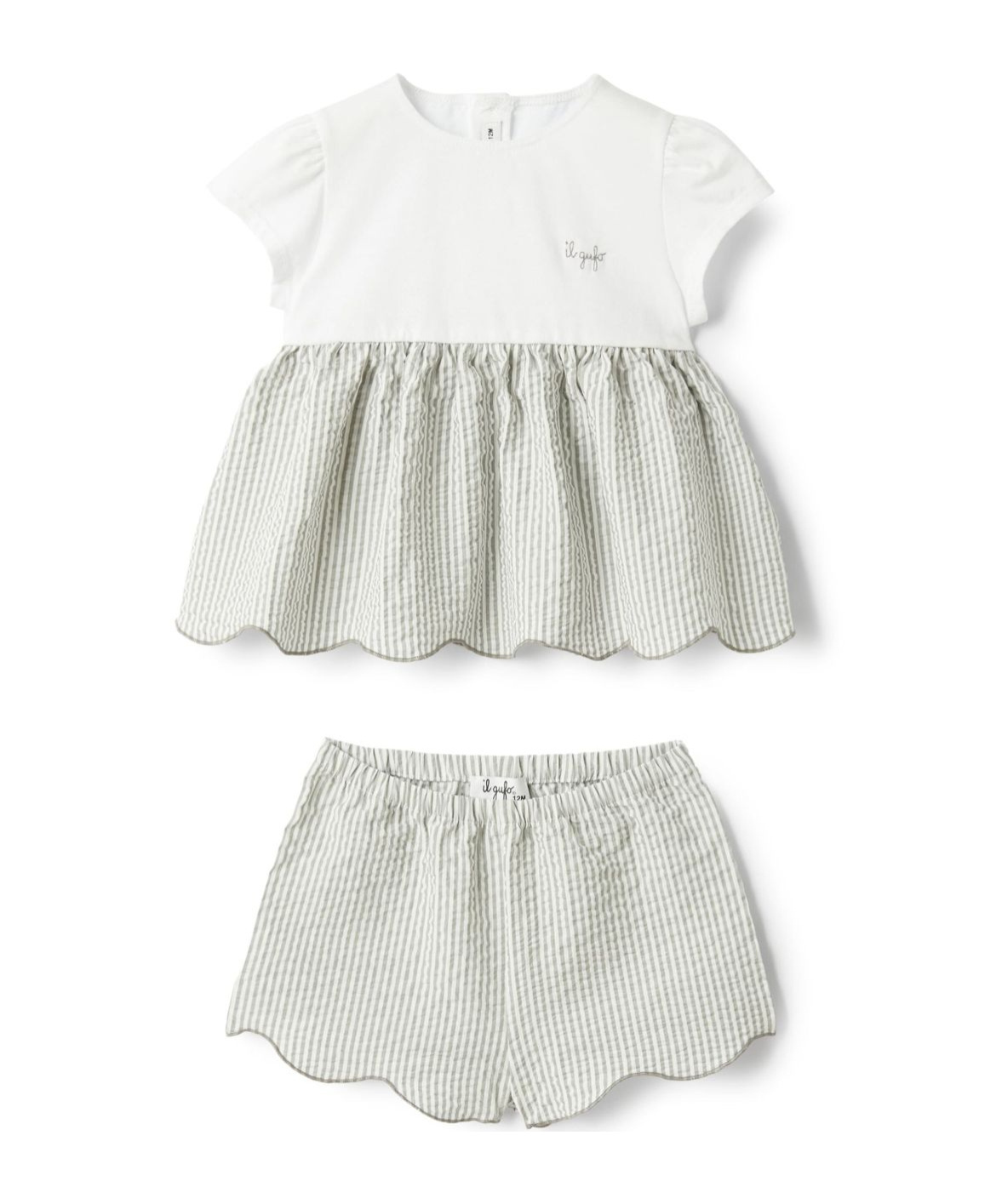 Il Gufo Short-sleeve And Pants Two-piece Set In White