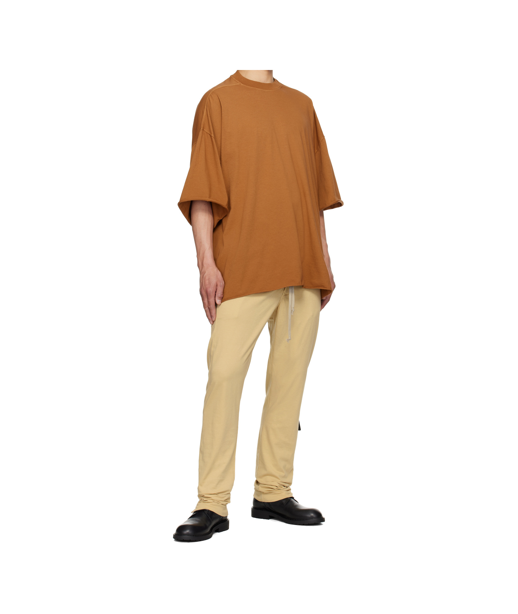 Shop Rick Owens Drkshdw Elastic Waist Casual Pants In Beige