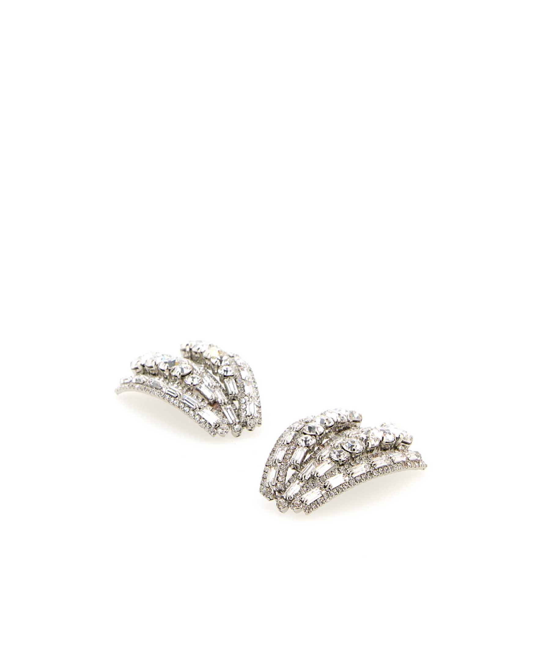 Alessandra Rich Metal Earrings Adorned Rhinestone Embellishments In White