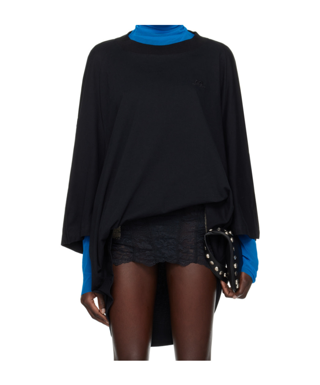 Jean Paul Gaultier Open-necked Black Shirt In Black