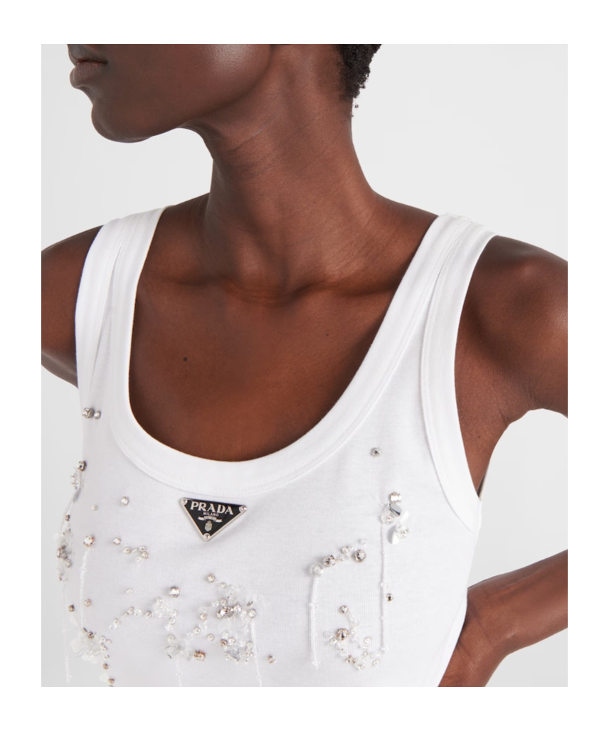 Prada Women's Cotton Tank Top In White