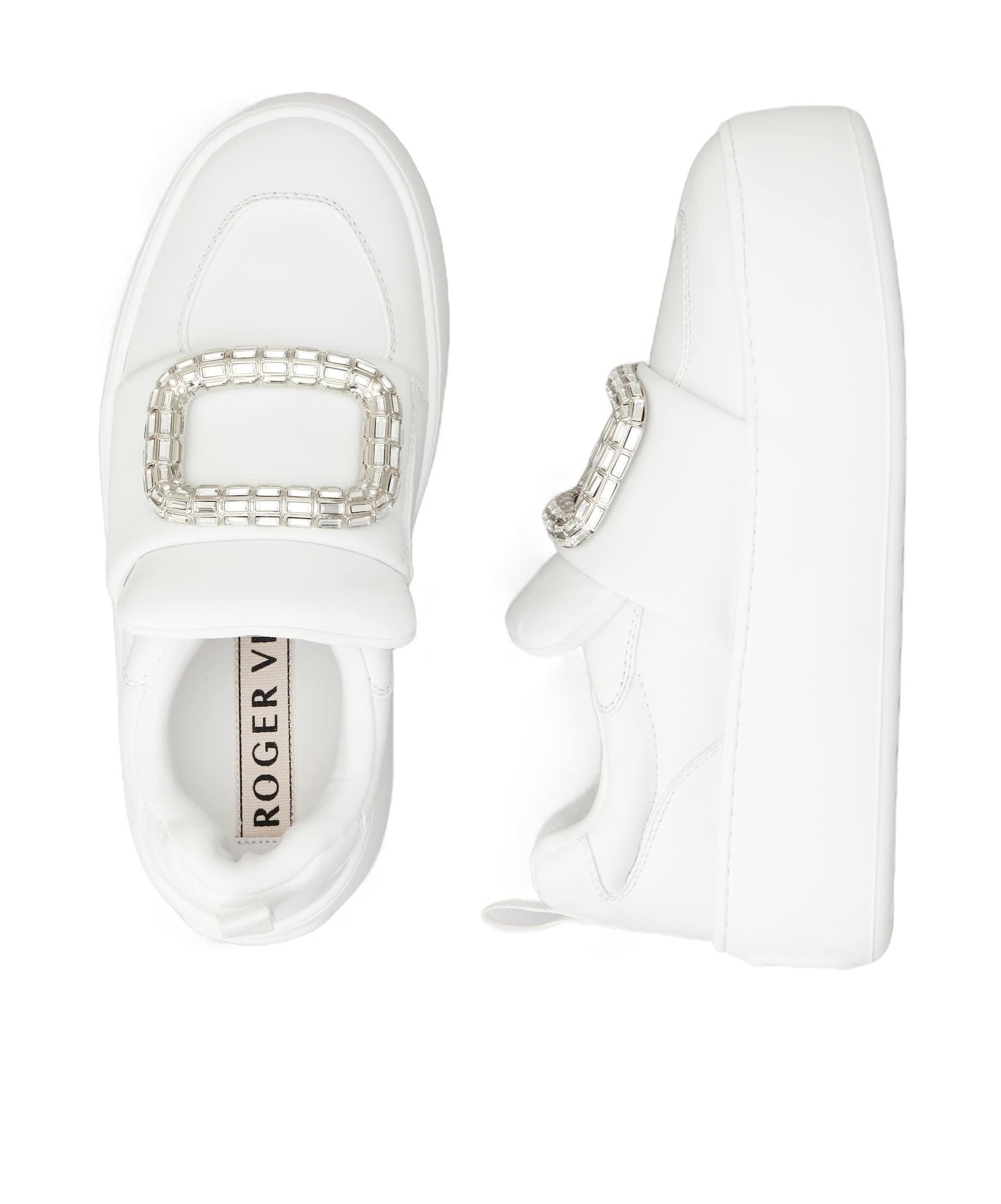 Roger Vivier Viv' Up Sneakers In Leather In White
