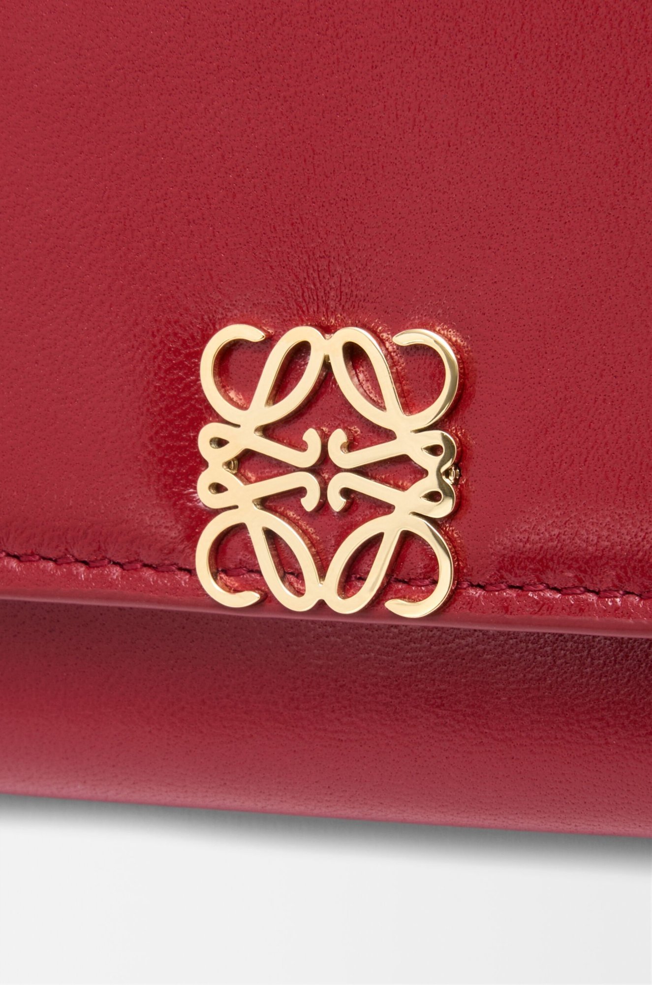 Shop Loewe Puffer Anagram Small Vertical Wallet In Shiny Nappa Calfskin In Red