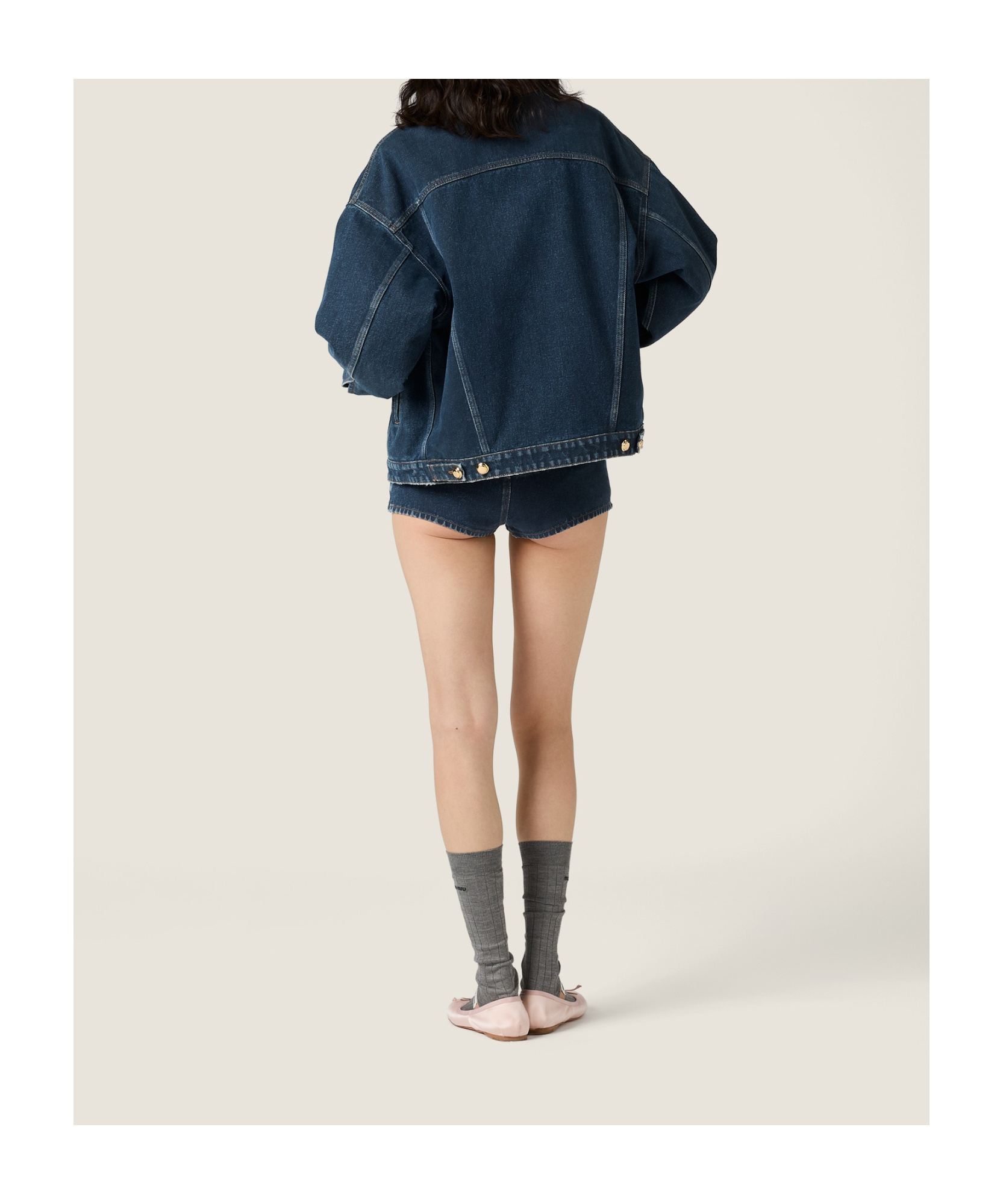 Miu Miu Flocked Denim And Velvet Blouson In Blue