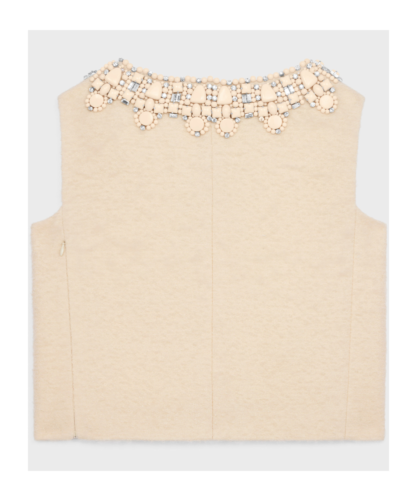 Celine Embroidered Top In Bouclette Natté In Vanilla