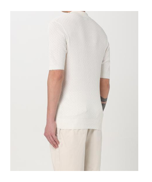 Eleventy Textured Cotton Polo With Ribbed Collar