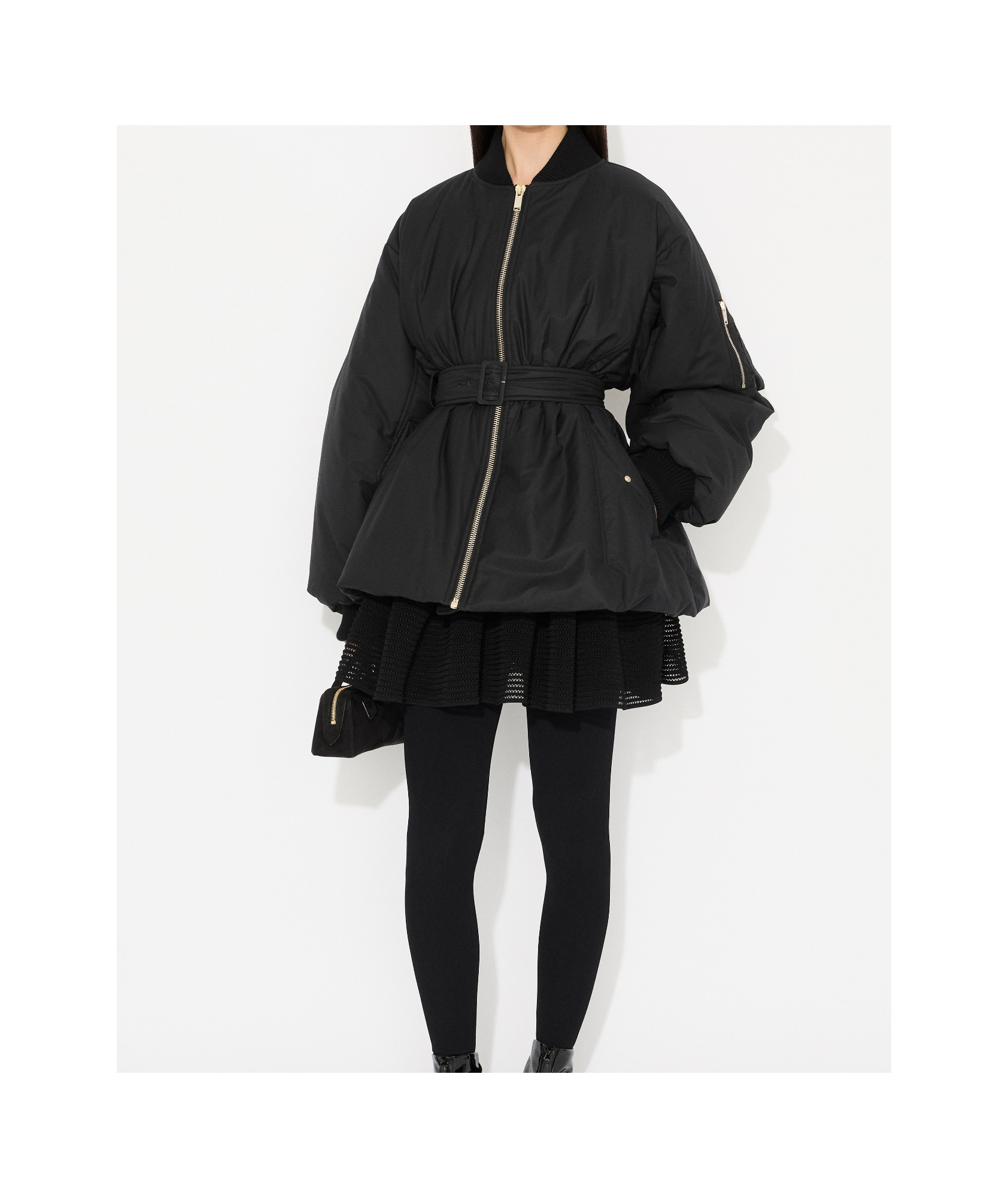 Shop Alaïa Belted Bomber Jacket In Black