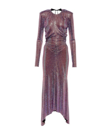Alexandre Vauthier Metallic Ruched Maxi Dress In Purple