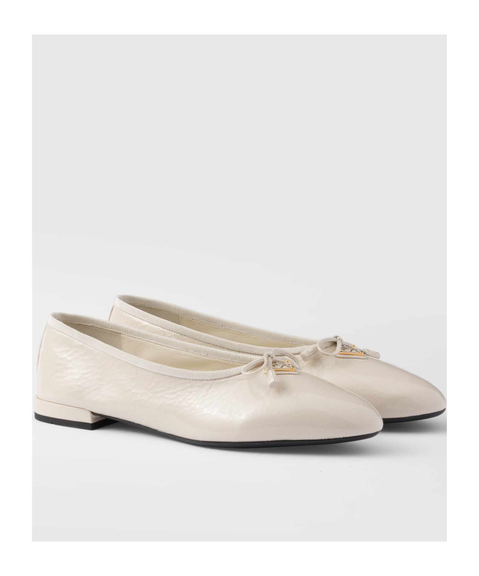 Prada Patent-leather Ballerina Flats In Nude