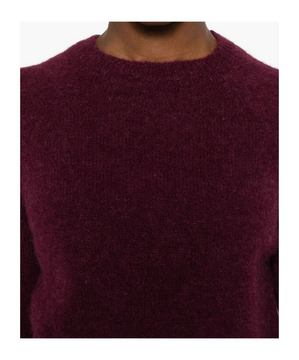 Baserange Ribbed Crew Neck Sweater In Burgundy