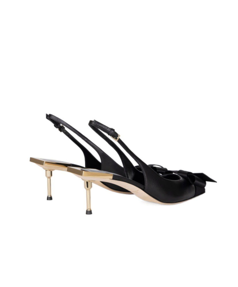 Elisabetta Franchi Women's Nappa Leather Slingback With Satin Bow Sandal In Black