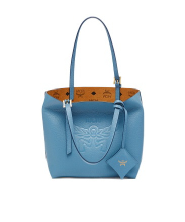 Mcm Himmel Logo Debossed Tote Bag In Blue