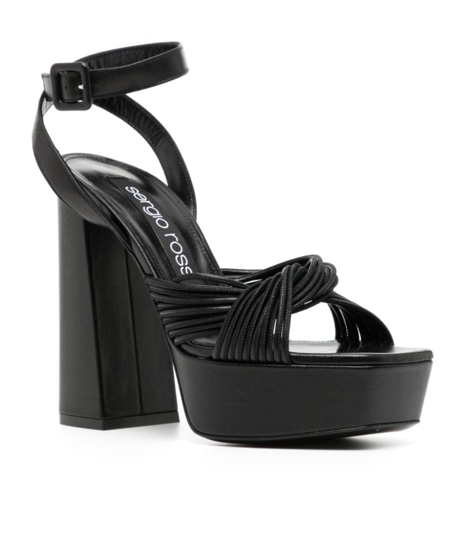 Sergio Rossi Square-headed High-heeled Sandals In Black