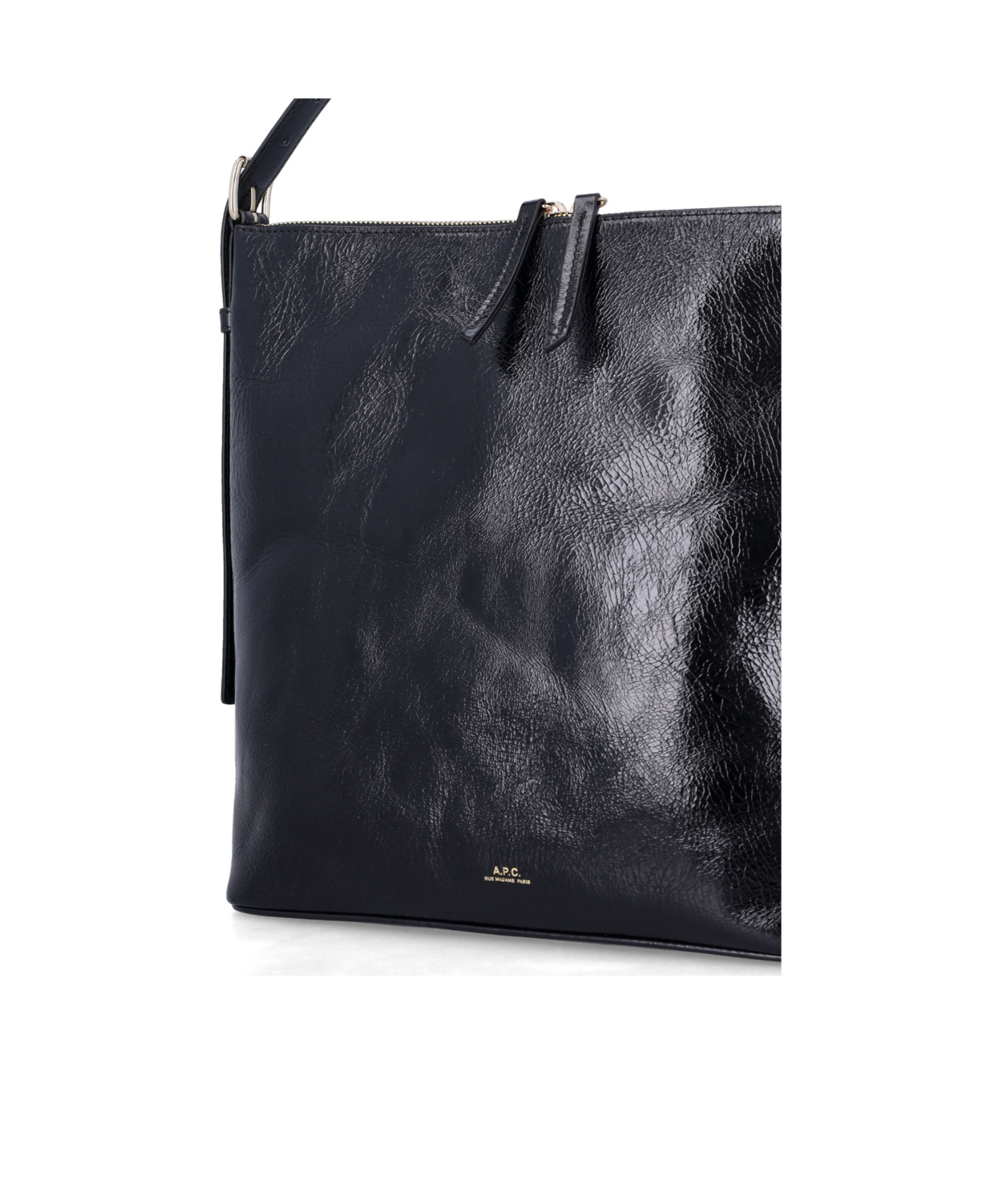 Apc A.p.c. Spacious Black Leather Vera Maxi Bag In Black
